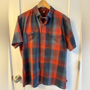 Men's Plaid Short Sleeve Shirt - Red and Blue